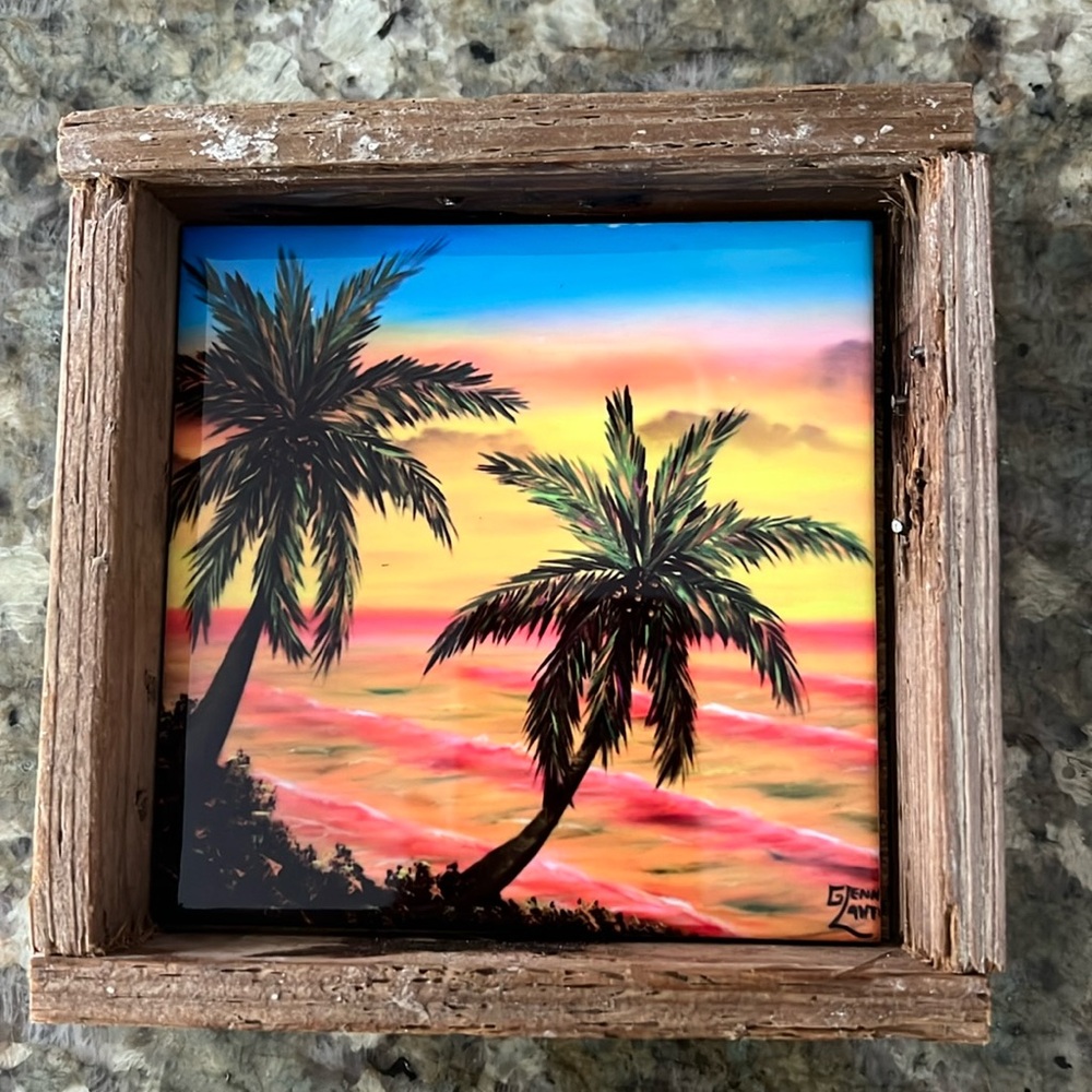 Key West Harbor Sunset Lobster 🦞 Trap Wood Artwork 🖼️ by Florida Keys Artists